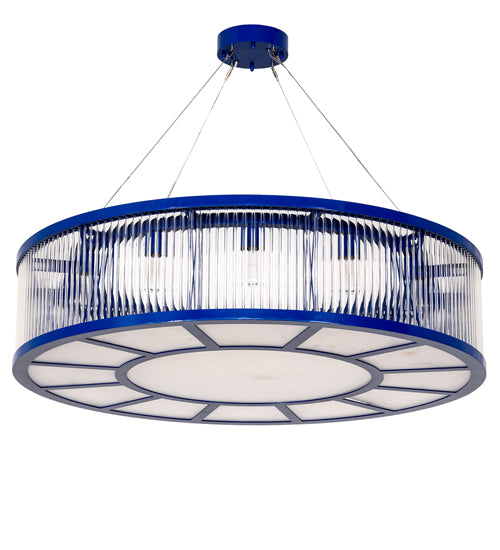 Meyda Lighting Marquee 50" 12-Light Aquamarine Blue Pendant Light With Clear Idalight Tube Shade