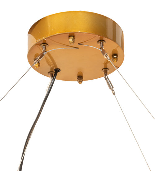 Meyda Lighting Marquee 50" 12-Light Matte Buttered Brass Pendant Light With Crystal Idalight & Contrail Mist Idalight Shade