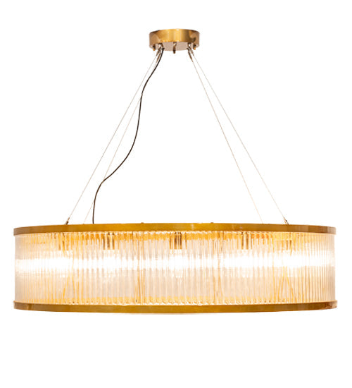 Meyda Lighting Marquee 50" 12-Light Matte Buttered Brass Pendant Light With Crystal Idalight & Contrail Mist Idalight Shade