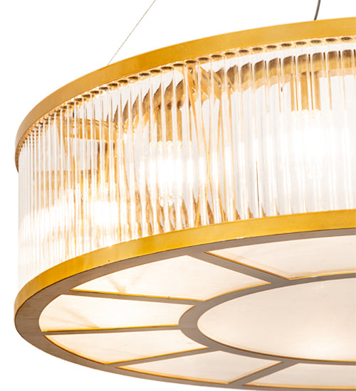 Meyda Lighting Marquee 50" 12-Light Matte Buttered Brass Pendant Light With Crystal Idalight & Contrail Mist Idalight Shade