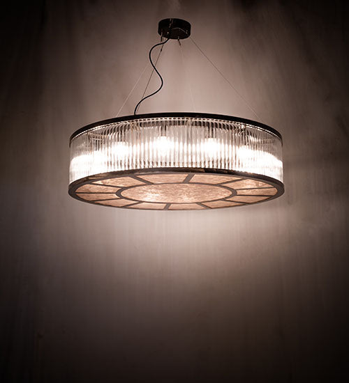 Meyda Lighting Marquee 50" 12-Light Transparent Pastel Black Pendant Light With Clear & Silver Mica Shade Glass