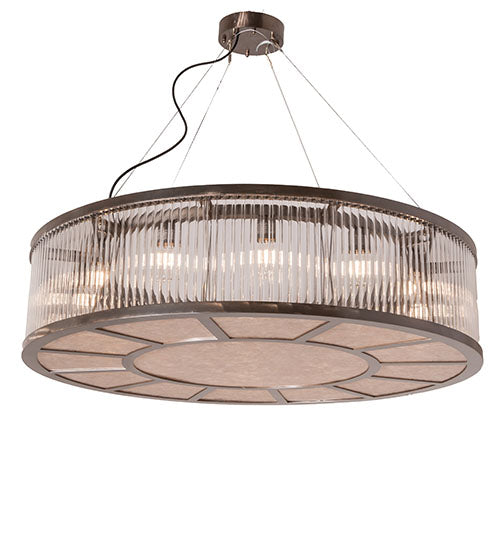 Meyda Lighting Marquee 50" 12-Light Transparent Pastel Black Pendant Light With Clear & Silver Mica Shade Glass
