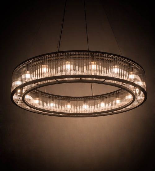 Meyda Lighting Marquee 59" 18-Light Oil Rubbed Bronze Pendant Light With Clear Crystal Idalight Shade Glass