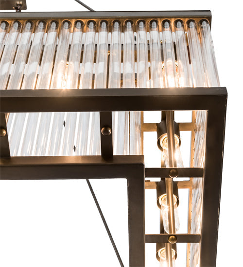 Meyda Lighting Marquee 60" 28-Light Antique Copper Island Pendant Light With Clear Crystal Idalight Shade