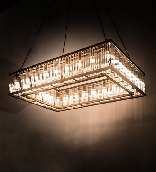 Meyda Lighting Marquee 60" 28-Light Antique Copper Island Pendant Light With Clear Crystal Idalight Shade