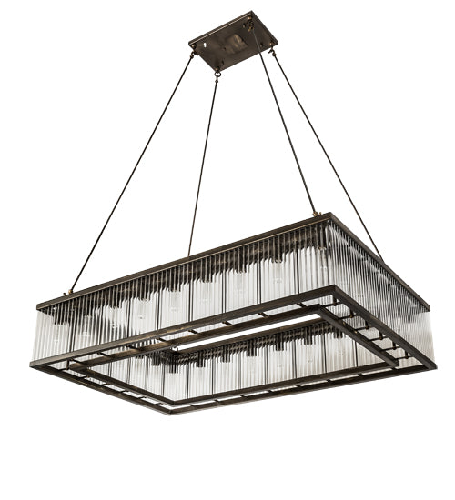 Meyda Lighting Marquee 60" 28-Light Antique Copper Island Pendant Light With Clear Crystal Idalight Shade