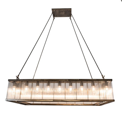 Meyda Lighting Marquee 60" 28-Light Antique Copper Island Pendant Light With Clear Crystal Idalight Shade
