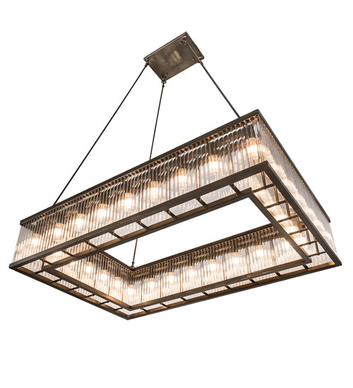 Meyda Lighting Marquee 60" 28-Light Antique Copper Island Pendant Light With Clear Crystal Idalight Shade