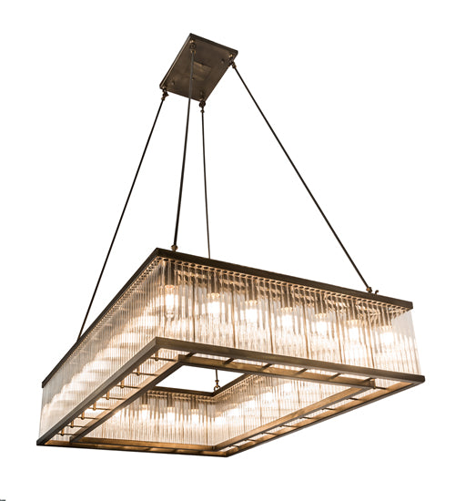 Meyda Lighting Marquee 60" 28-Light Antique Copper Island Pendant Light With Clear Crystal Idalight Shade