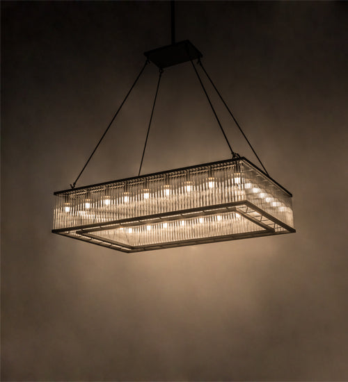 Meyda Lighting Marquee 60" 28-Light Oil Rubbed Bronze Island Pendant Light With Clear Shade Glass