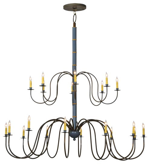 Meyda Lighting Marseille 68" 20-Light 2-Tier Antique Brass Chandelier With Ivory Faux Candlelight