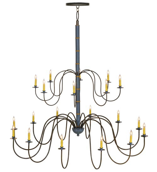 Meyda Lighting Marseille 68" 20-Light 2-Tier Antique Brass Chandelier With Ivory Faux Candlelight