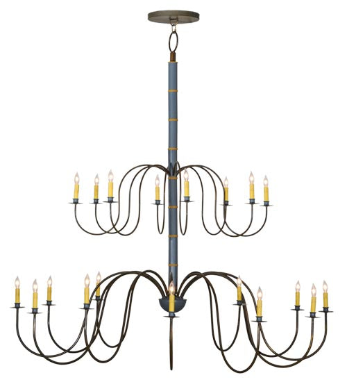Meyda Lighting Marseille 68" 20-Light 2-Tier Antique Brass Chandelier With Ivory Faux Candlelight
