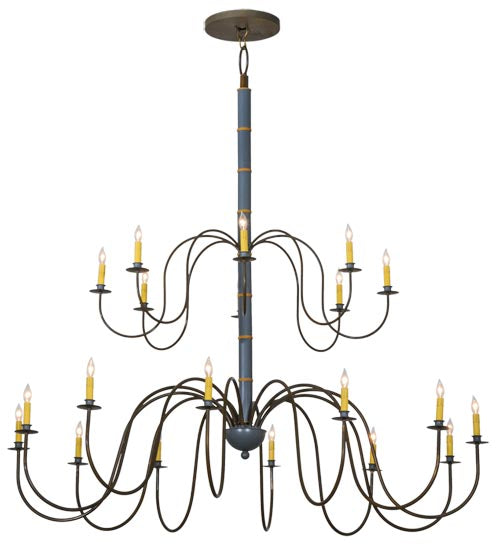 Meyda Lighting Marseille 68" 20-Light 2-Tier Antique Brass Chandelier With Ivory Faux Candlelight