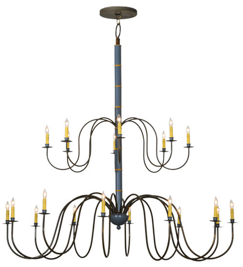 Meyda Lighting Marseille 68" 20-Light 2-Tier Antique Brass Chandelier With Ivory Faux Candlelight