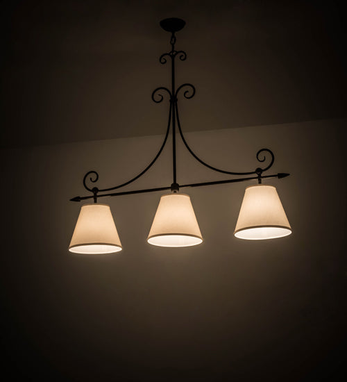 Meyda Lighting Marselle 42" 3-Light Oil Rubbed Bronze Island Pendant Light With Natural Textrene Shade