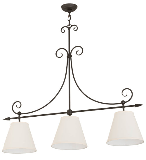 Meyda Lighting Marselle 42" 3-Light Oil Rubbed Bronze Island Pendant Light With Natural Textrene Shade