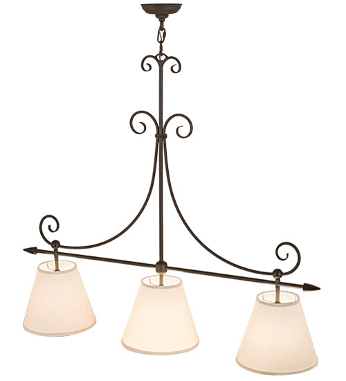 Meyda Lighting Marselle 42" 3-Light Oil Rubbed Bronze Island Pendant Light With Natural Textrene Shade