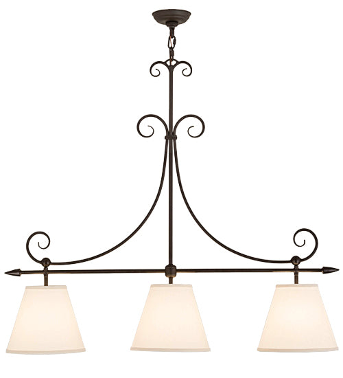 Meyda Lighting Marselle 42" 3-Light Oil Rubbed Bronze Island Pendant Light With Natural Textrene Shade