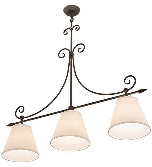 Meyda Lighting Marselle 42" 3-Light Oil Rubbed Bronze Island Pendant Light With Natural Textrene Shade