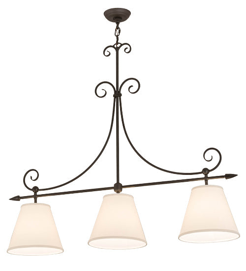 Meyda Lighting Marselle 42" 3-Light Oil Rubbed Bronze Island Pendant Light With Natural Textrene Shade