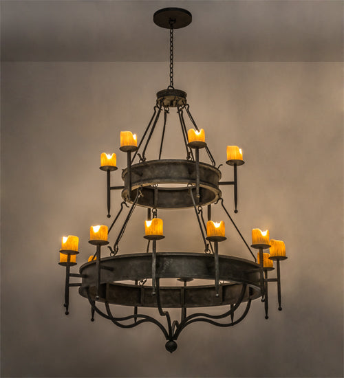 Meyda Lighting Marta 172299 60" 18-Light 2-Tier Smoke Chandelier With Amber Faux Candlelight