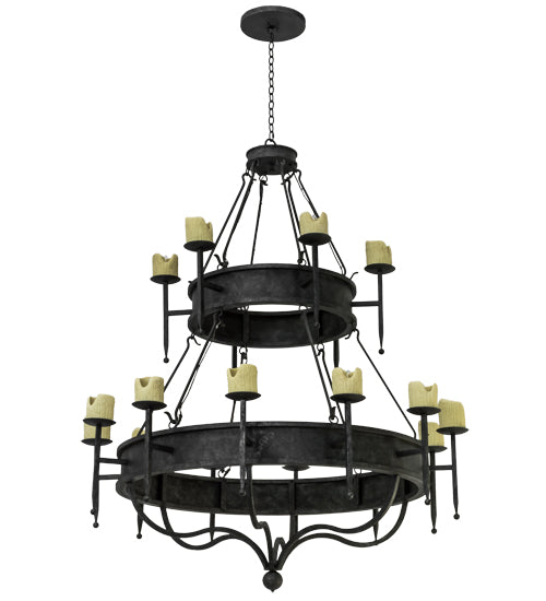 Meyda Lighting Marta 172299 60" 18-Light 2-Tier Smoke Chandelier With Amber Faux Candlelight