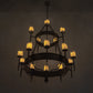 Meyda Lighting Marta 51" 15-Light 2-Tier Oil Rubbed Bronze Chandelier With Ivory Faux Candlelight