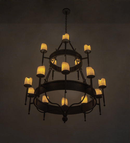 Meyda Lighting Marta 51" 15-Light 2-Tier Oil Rubbed Bronze Chandelier With Ivory Faux Candlelight