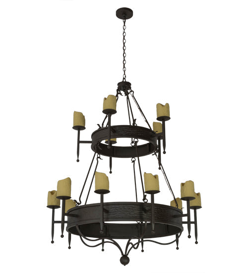 Meyda Lighting Marta 51" 15-Light 2-Tier Oil Rubbed Bronze Chandelier With Ivory Faux Candlelight