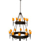 Meyda Lighting Marta 51" 15-Light 2-Tier Oil Rubbed Bronze Chandelier With Ivory Faux Candlelight