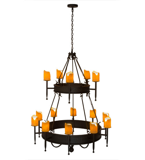 Meyda Lighting Marta 51" 15-Light 2-Tier Oil Rubbed Bronze Chandelier With Ivory Faux Candlelight