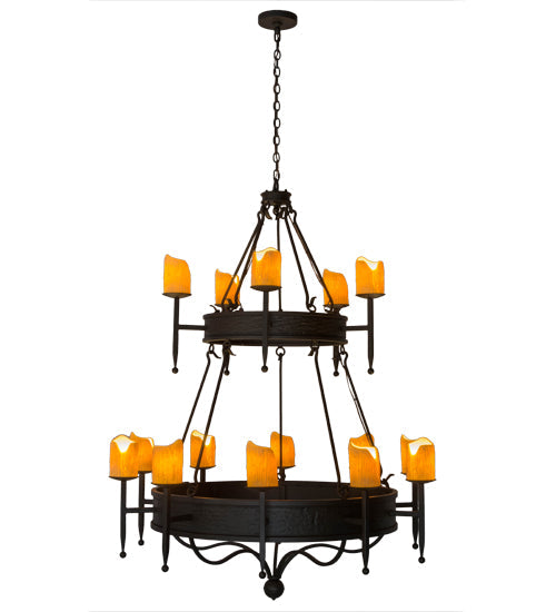 Meyda Lighting Marta 51" 15-Light 2-Tier Oil Rubbed Bronze Chandelier With Ivory Faux Candlelight