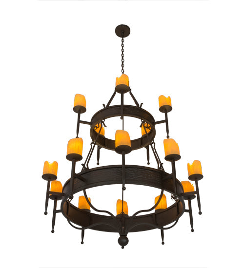 Meyda Lighting Marta 51" 15-Light 2-Tier Oil Rubbed Bronze Chandelier With Ivory Faux Candlelight