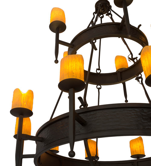 Meyda Lighting Marta 51" 15-Light 2-Tier Oil Rubbed Bronze Chandelier With Ivory Faux Candlelight