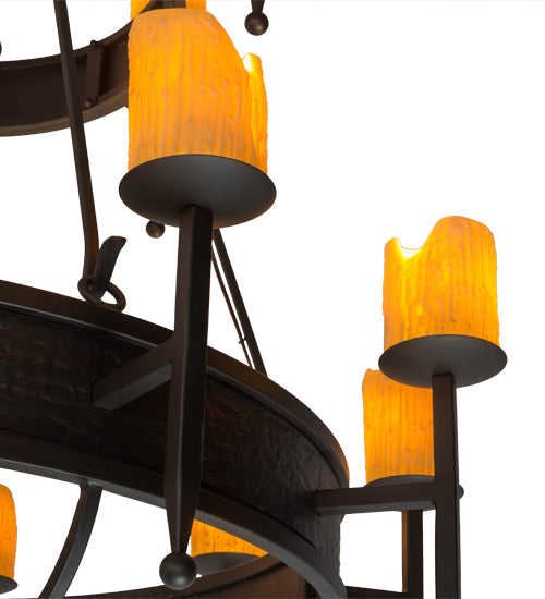 Meyda Lighting Marta 51" 15-Light 2-Tier Oil Rubbed Bronze Chandelier With Ivory Faux Candlelight