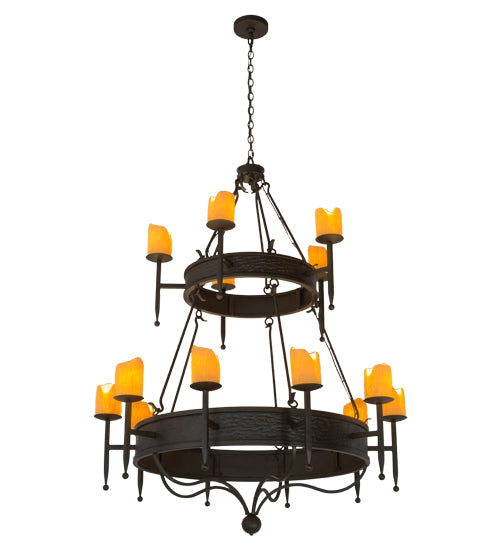 Meyda Lighting Marta 51" 15-Light 2-Tier Oil Rubbed Bronze Chandelier With Ivory Faux Candlelight