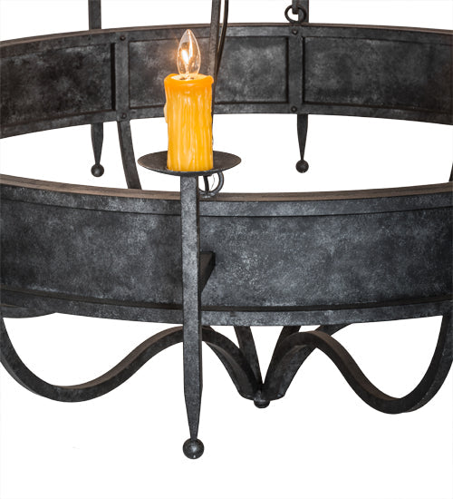 Meyda Lighting Marta 60" 18-Light 2-Tier Smoke Chandelier With Amber Faux Candlelight