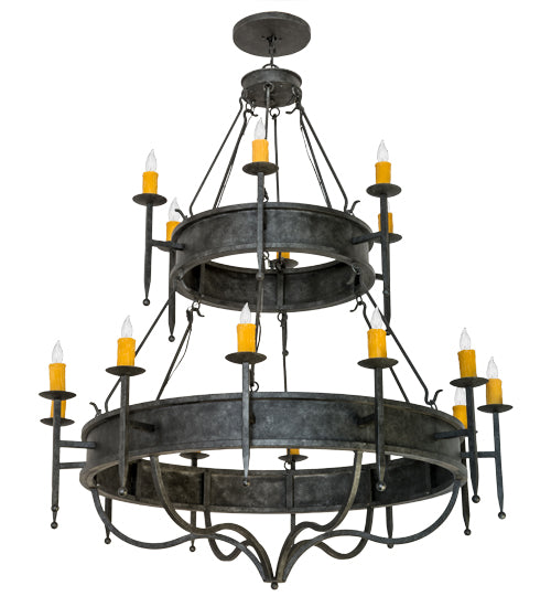 Meyda Lighting Marta 60" 18-Light 2-Tier Smoke Chandelier With Amber Faux Candlelight