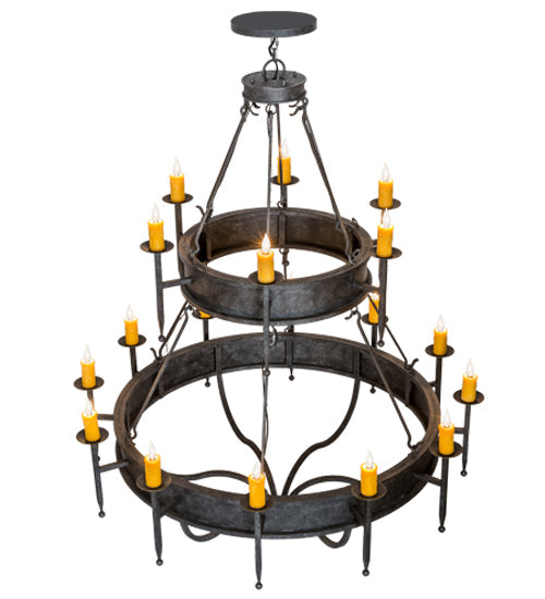 Meyda Lighting Marta 60" 18-Light 2-Tier Smoke Chandelier With Amber Faux Candlelight