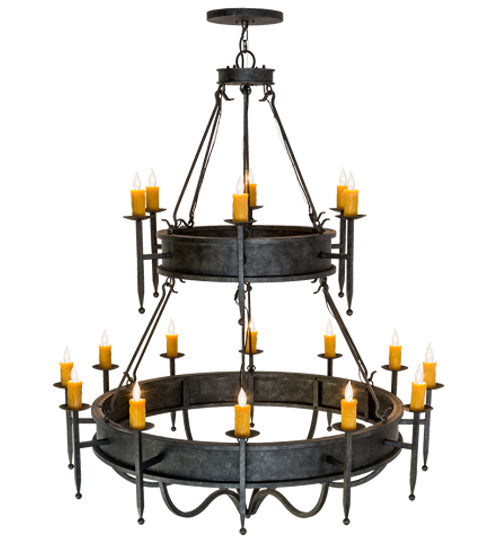 Meyda Lighting Marta 60" 18-Light 2-Tier Smoke Chandelier With Amber Faux Candlelight