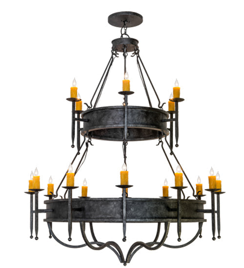 Meyda Lighting Marta 60" 18-Light 2-Tier Smoke Chandelier With Amber Faux Candlelight