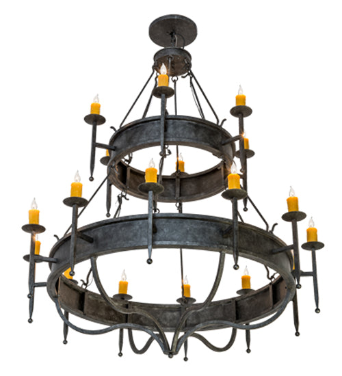 Meyda Lighting Marta 60" 18-Light 2-Tier Smoke Chandelier With Amber Faux Candlelight