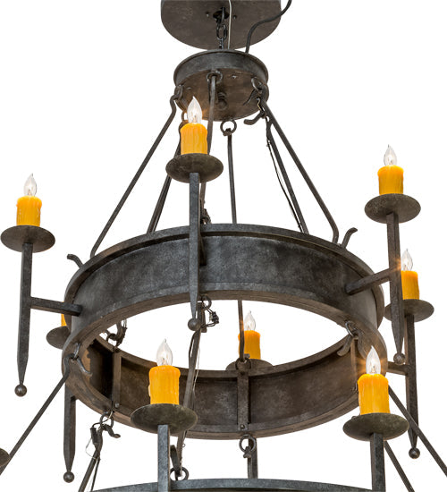 Meyda Lighting Marta 60" 18-Light 2-Tier Smoke Chandelier With Amber Faux Candlelight