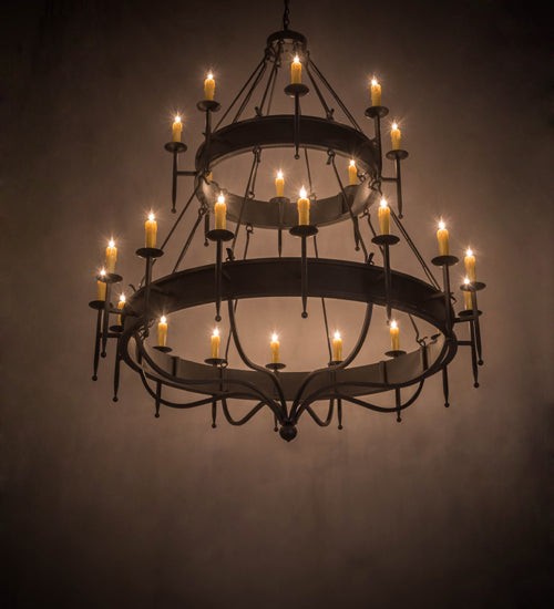 Meyda Lighting Marta 72" 24-Light 2-Tier Gunmetal Chandelier With Ivory Faux Candlelight