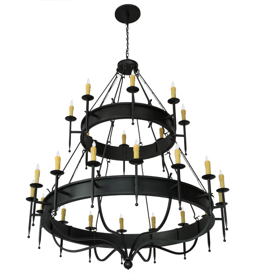 Meyda Lighting Marta 72" 24-Light 2-Tier Gunmetal Chandelier With Ivory Faux Candlelight