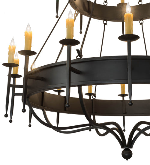 Meyda Lighting Marta 72" 24-Light 2-Tier Gunmetal Chandelier With Ivory Faux Candlelight