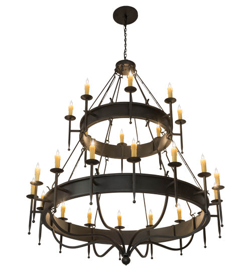 Meyda Lighting Marta 72" 24-Light 2-Tier Gunmetal Chandelier With Ivory Faux Candlelight