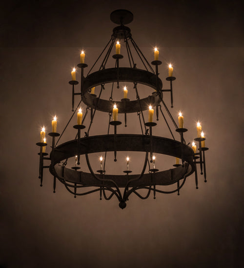 Meyda Lighting Marta 72" 24-Light 2-Tier Smoke Chandelier With Ivory Faux Candlelight