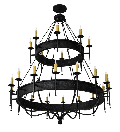 Meyda Lighting Marta 72" 24-Light 2-Tier Smoke Chandelier With Ivory Faux Candlelight